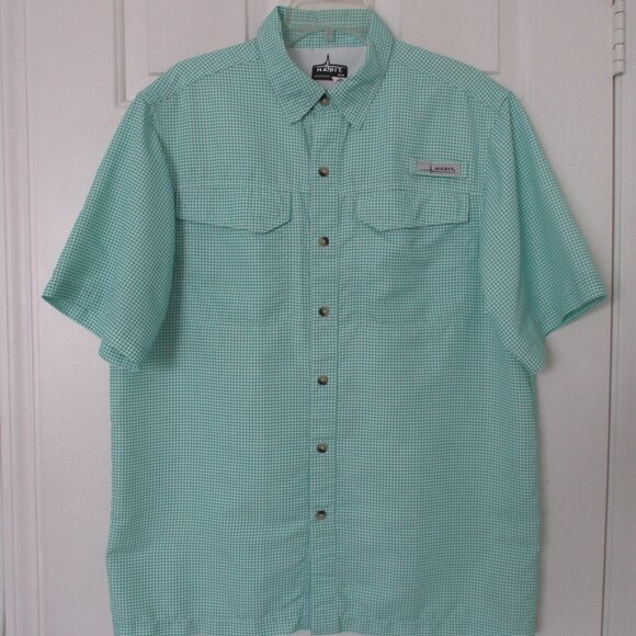 Habit Mens S/S Green Quick Dry Active SPF 40+ Vented Back Fishing Shirt - Medium - Picture 1 of 3